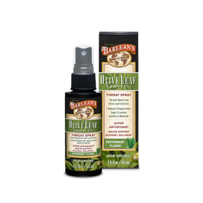 Barleans Throat Spray, Olive Leaf,  1.5 oz