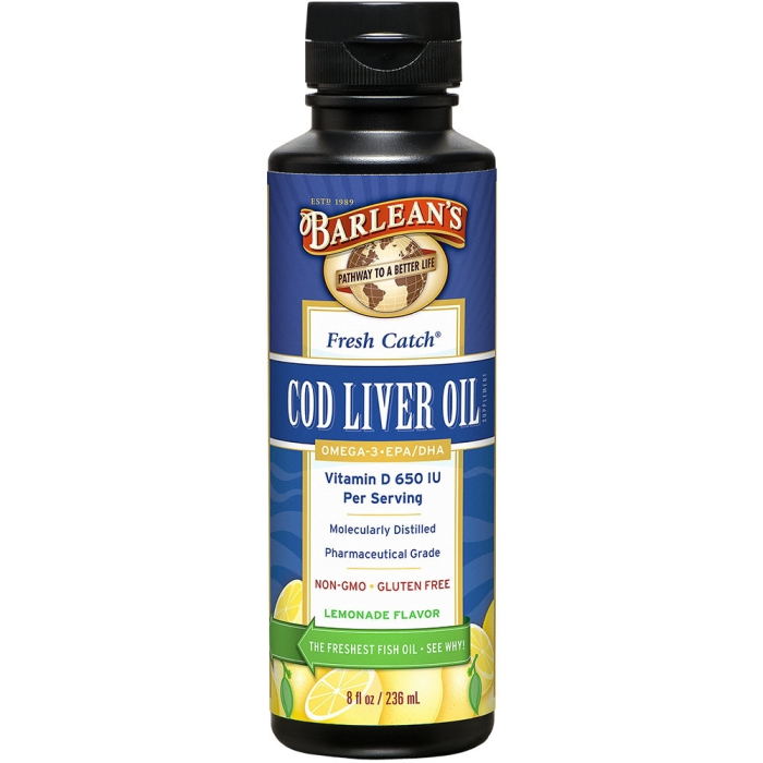 Barlean's Omega 3 Cod Liver Oil, Lemonade Flavor,  8 fl.oz.