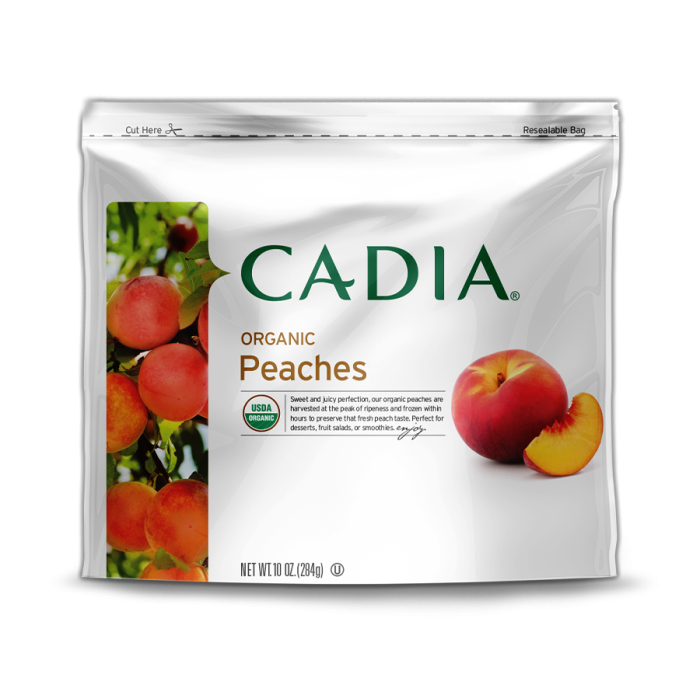 Cadia Frozen Organic Peaches