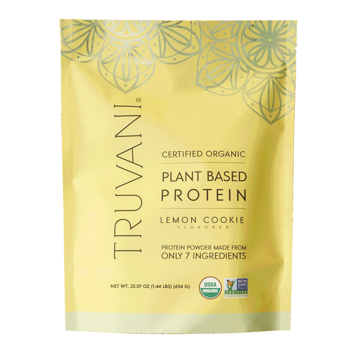 Truvani Organic Plant Based Protein Powder Lemon Cookie - Front view