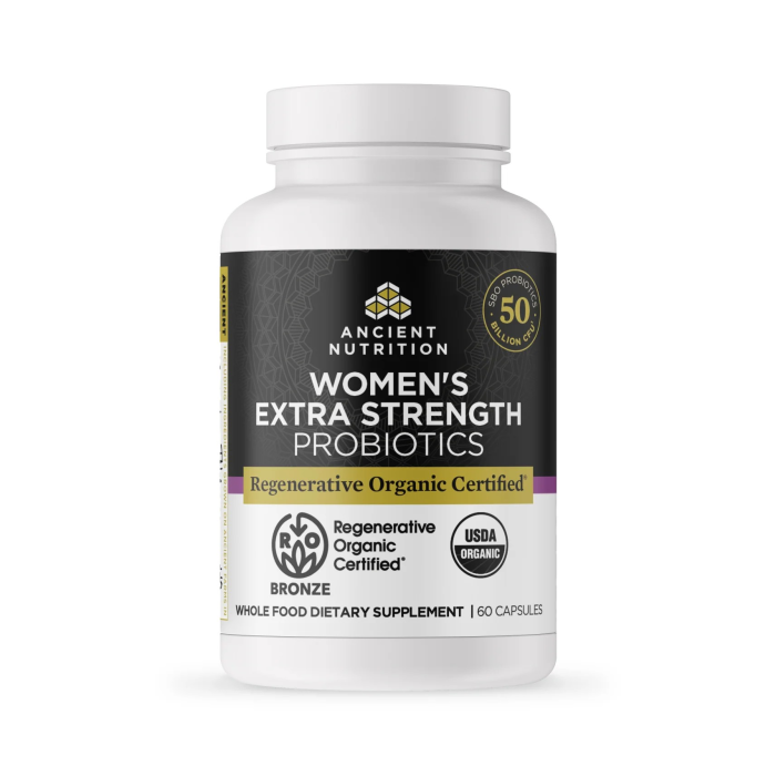 Ancient Nutrition Regenerative Organic Certified Women's Extra Strength Probiotics - Front view