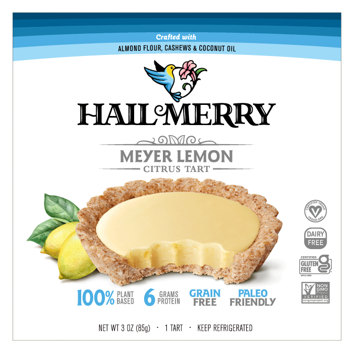 Hail Merry Meyer Lemon Tart - front of the blue and white box.