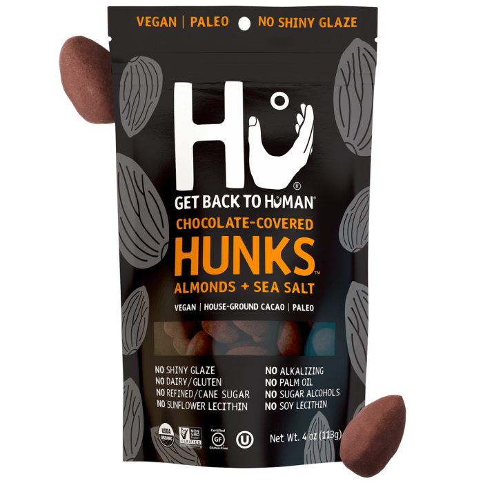 Hu Chocolate Covered Almonds + Sea Salt Hunks, 4 oz.