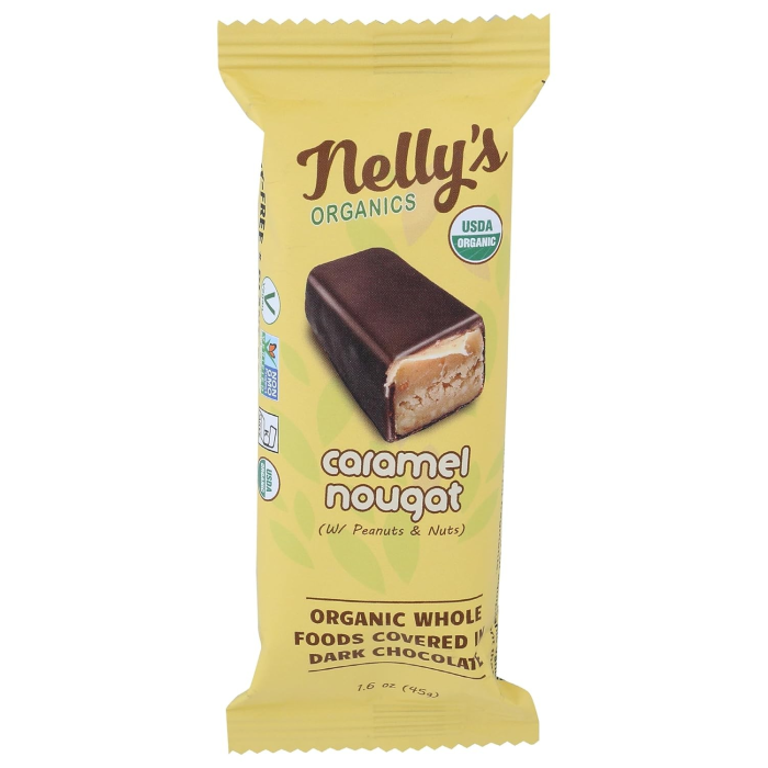 Nelly's Organics Caramel Nougat Bar - Front view