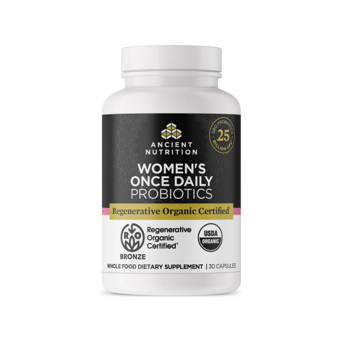 Ancient Nutrition Regenerative Organic Certified Women's Once Daily Probiotics - Front view