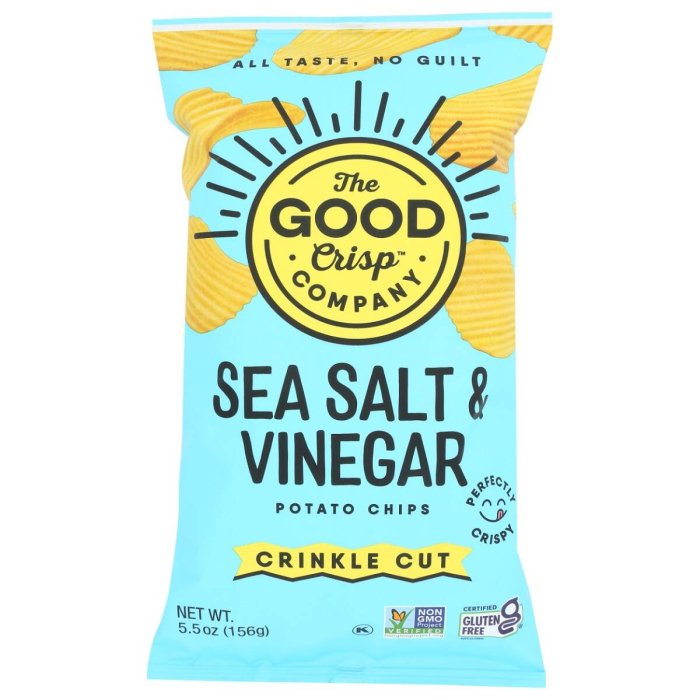 The Good Crisp Company Gluten Free Crinkle Cut Potato Chips, Sea Salt and Vinegar Flavor, 5.5 oz.