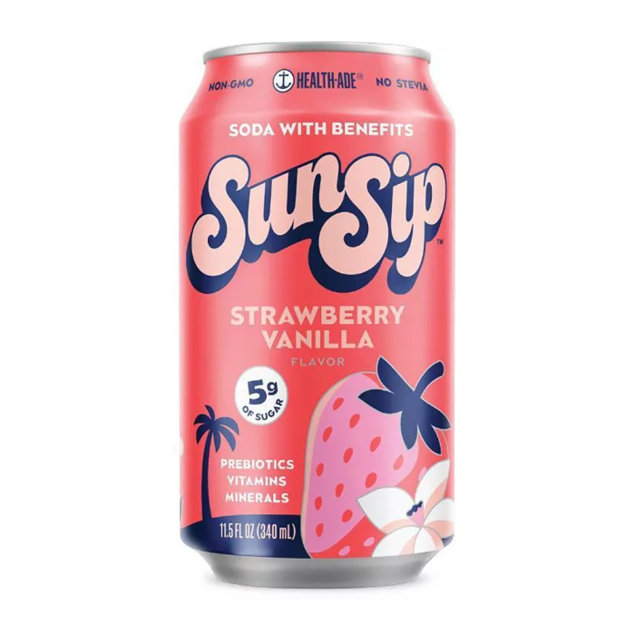 Health-Ade SunSip Strawberry Vanilla Soda - Front view