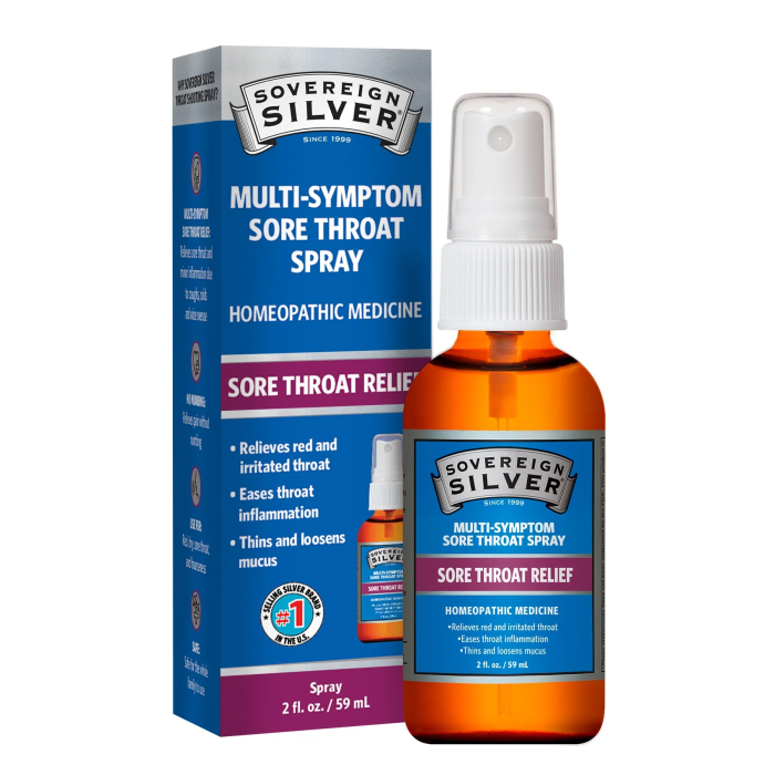 Sovereign Silver Multi-Symptom Sore Throat Spray - Front view