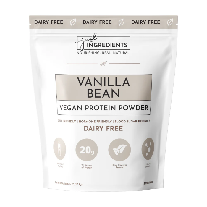 Just Ingredients Vegan Vanilla Bean Protein Powder - Front view