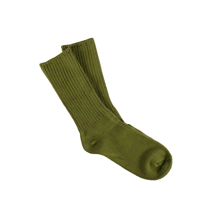 Maggie's Organic Classic Cotton Crew Sock, Olive Color, Size 10-13