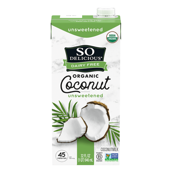 So Delicious Organic Coconutmilk, Unsweetened, 32 fl. oz.