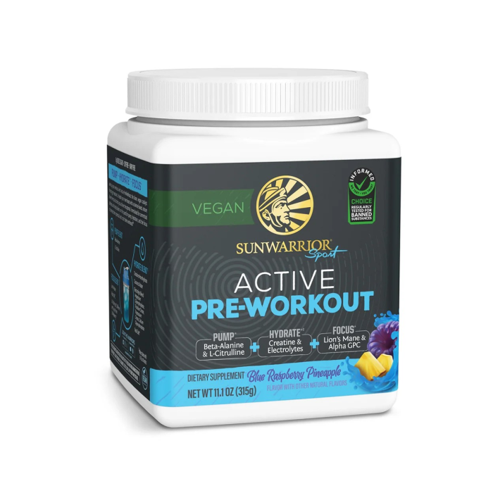 Sunwarrior Sport Active Pre-Workout Blue Raspberry Pineapple - Front view