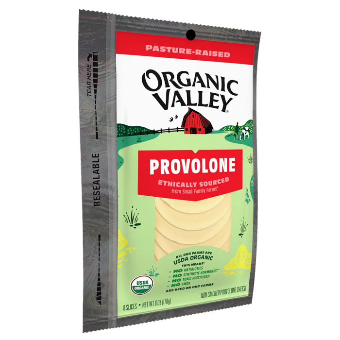 Organic Valley Provolone Cheese Slices - Front view