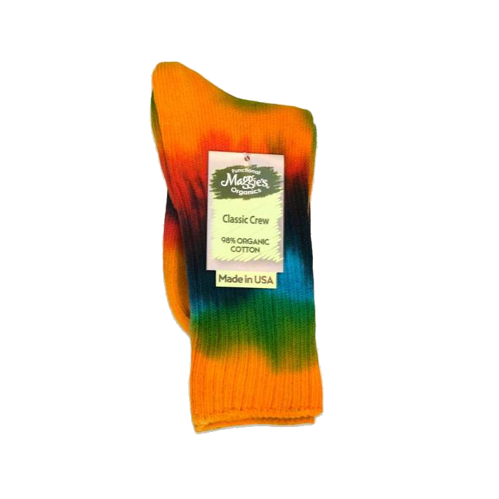 Maggie's Organic Cotton Crew Socks, Tie Dye Bold, Size 9-11