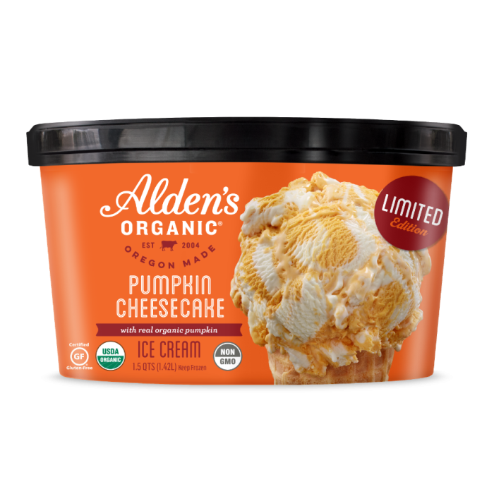 Alden's Organic Pumpkin Cheesecake Ice Cream, 1.5 Quarts