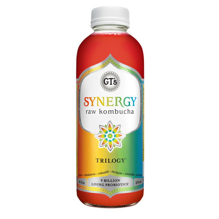 GT's Organic Synergy Raw Kombucha, Trilogy - Front view