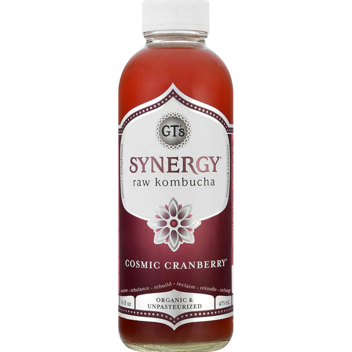 GT's Organic Synergy Raw Kombucha, Cosmic Cranberry - Front view