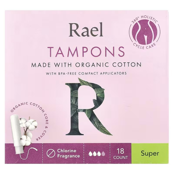 Rael Organic Cotton Tampons Super - Front view