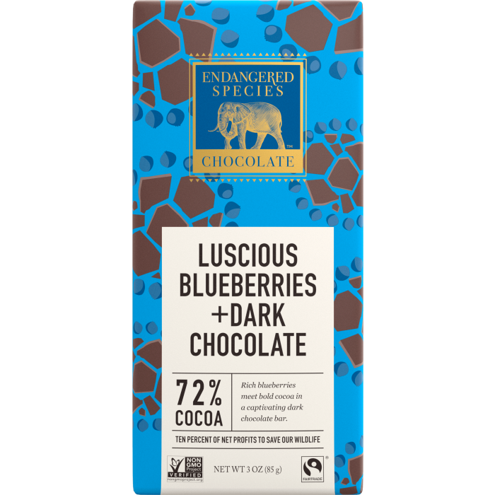 Endangered Species Luscious Blueberries + Dark Chocolate, 3 oz.