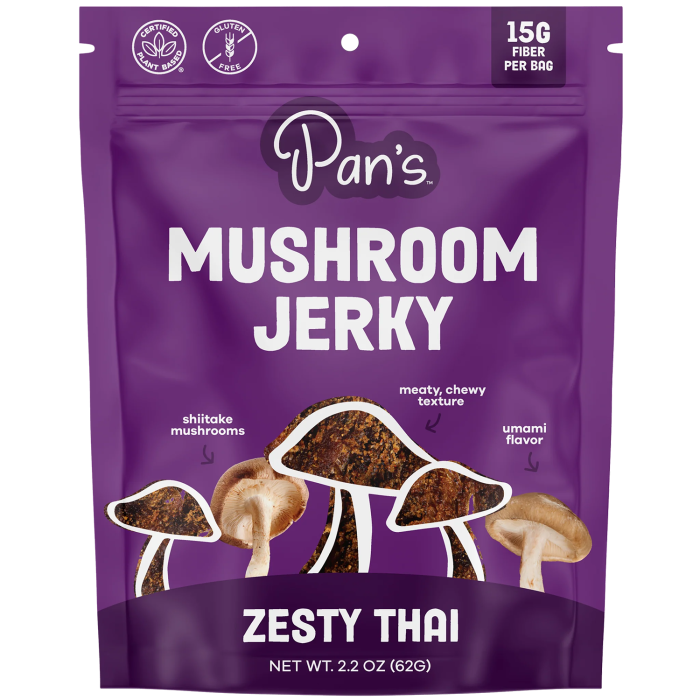 Pan's Zesty Thai Mushroom Jerky - Front view