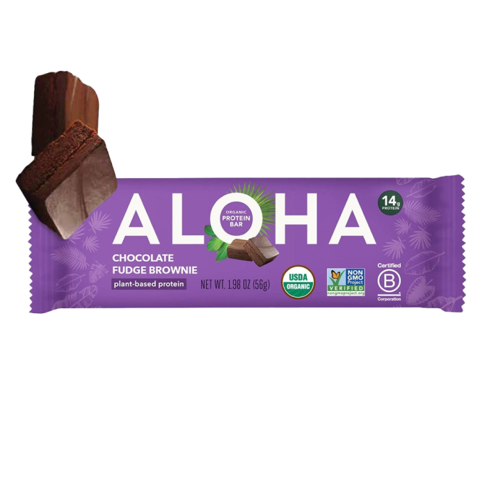 Aloha Chocolate Fudge Brownie Protein Bar - Front view