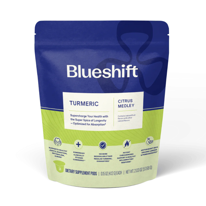 Blueshift Nutrition Turmeric Citrus Medley - Front view