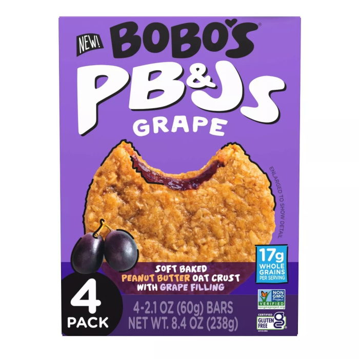 Bobo's PB&Js Grape Oat Bars 4 Count - Front view