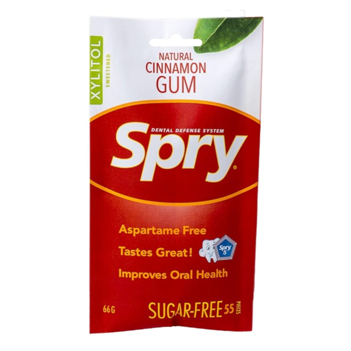 Spry Natural Xylitol Gum Cinnamon 55 Count Bag - Front view