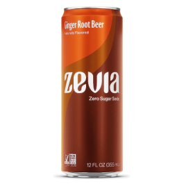 Zevia Cola Zero Calorie Ginger Root Beer, 12oz Sleek Can