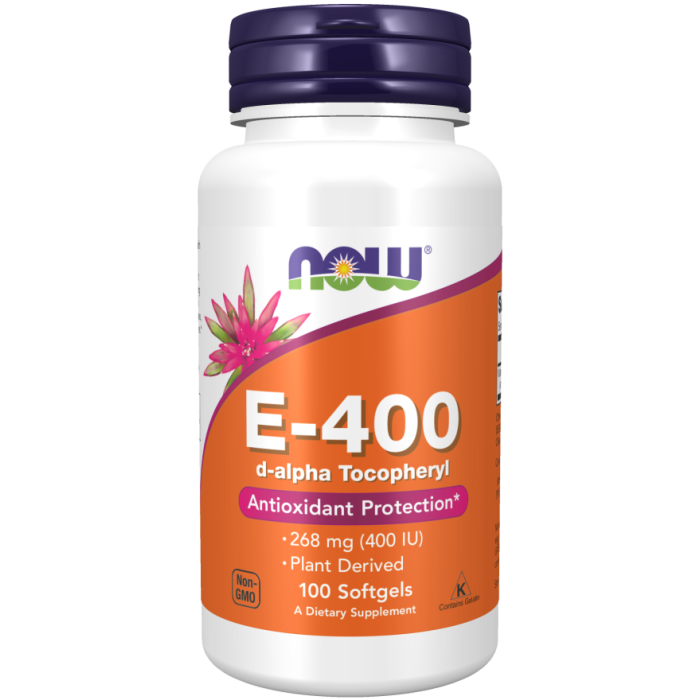 NOW Foods Vitamin E-400 D-Alpha Tocopheryl - 100 Softgels