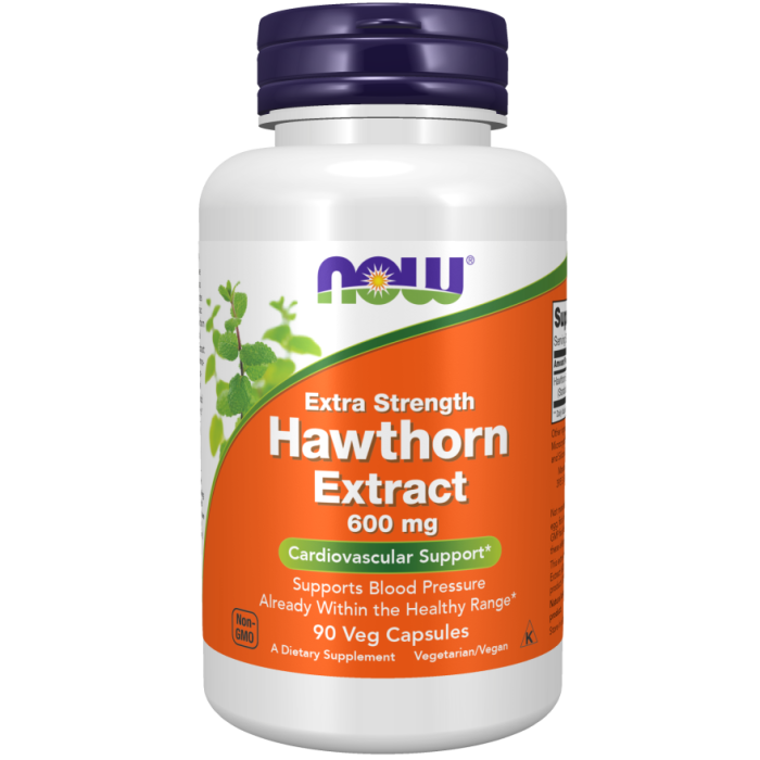 NOW Foods Hawthorn Extract 600 mg, Extra Strength - 90 Veg Capsules
