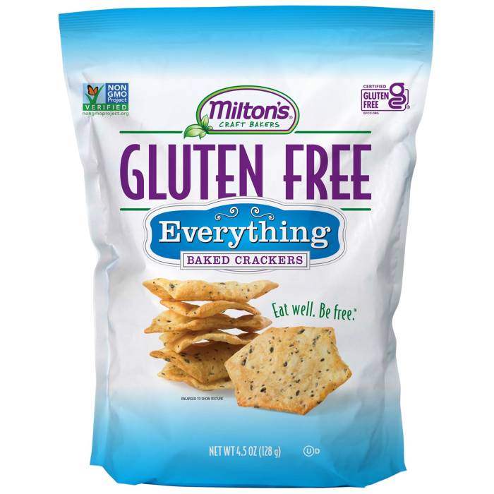 Milton's Gluten Free Everything Flavored Baked Crackers - Front view