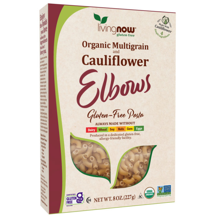 NOW Foods Cauliflower and Multigrain Elbows Pasta, Organic - Front view